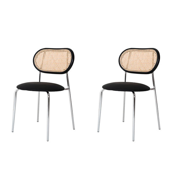 Contemporary Style Metal Chairs Set Open Back Side Dining Room Kitchen Chair Gloss Black 2 Piece Set Clearhalo ' kitchen&dining_furn' 'Dining Chairs' 'Dining Tables & Seating' 'dining_chair' 'furn' 'furn_dining_chair' 'Furniture' 'furniture_dining_chair' 'Kitchen & Dining Furniture' 'kitchen' 3909124