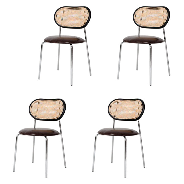 Contemporary Style Metal Chairs Set Open Back Side Dining Room Kitchen Chair Light Brown 4 Piece Set Clearhalo ' kitchen&dining_furn' 'Dining Chairs' 'Dining Tables & Seating' 'dining_chair' 'furn' 'furn_dining_chair' 'Furniture' 'furniture_dining_chair' 'Kitchen & Dining Furniture' 'kitchen' 3909131