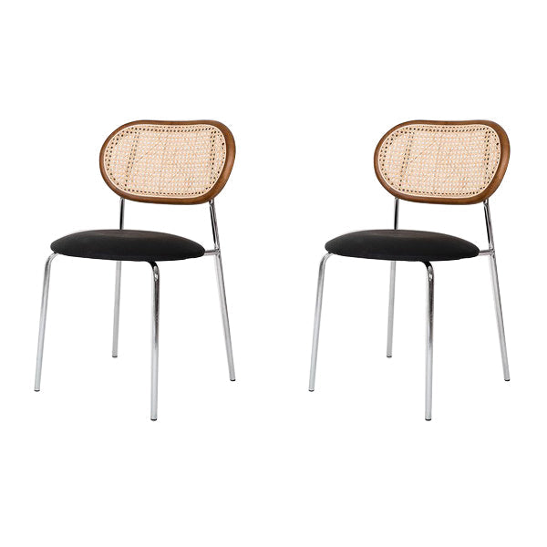 Contemporary Style Metal Chairs Set Open Back Side Dining Room Kitchen Chair Black 2 Piece Set Clearhalo ' kitchen&dining_furn' 'Dining Chairs' 'Dining Tables & Seating' 'dining_chair' 'furn' 'furn_dining_chair' 'Furniture' 'furniture_dining_chair' 'Kitchen & Dining Furniture' 'kitchen' 3909133