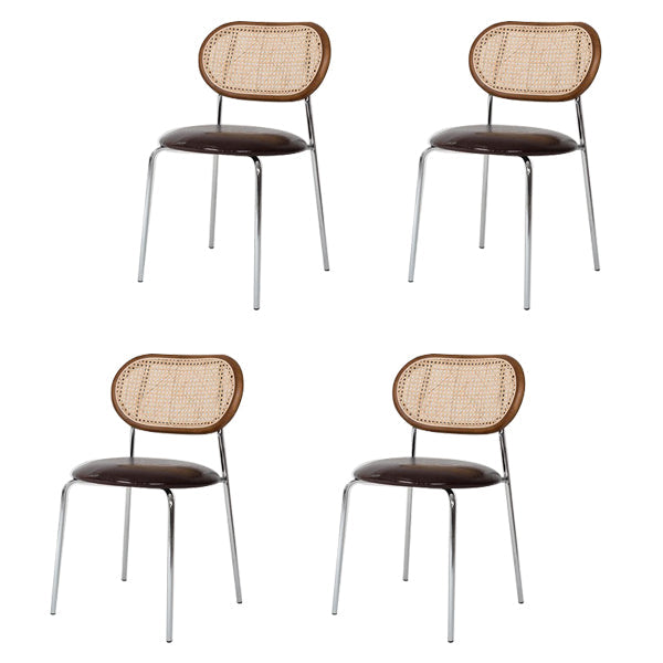 Contemporary Style Metal Chairs Set Open Back Side Dining Room Kitchen Chair Brown 4 Piece Set Clearhalo ' kitchen&dining_furn' 'Dining Chairs' 'Dining Tables & Seating' 'dining_chair' 'furn' 'furn_dining_chair' 'Furniture' 'furniture_dining_chair' 'Kitchen & Dining Furniture' 'kitchen' 3909139
