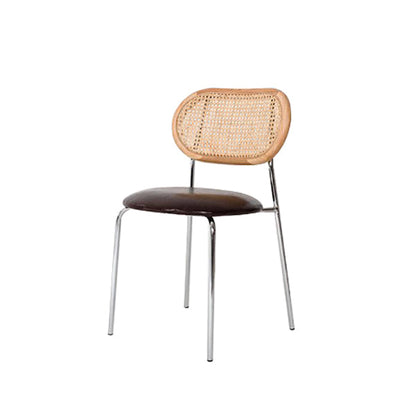 Contemporary Style Metal Chairs Set Open Back Side Dining Room Kitchen Chair Light Tan 1 Piece Clearhalo ' kitchen&dining_furn' 'Dining Chairs' 'Dining Tables & Seating' 'dining_chair' 'furn' 'furn_dining_chair' 'Furniture' 'furniture_dining_chair' 'Kitchen & Dining Furniture' 'kitchen' 3909145