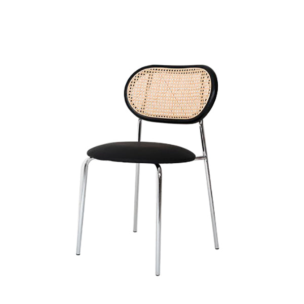 Contemporary Style Metal Chairs Set Open Back Side Dining Room Kitchen Chair Gloss Black 1 Piece Clearhalo ' kitchen&dining_furn' 'Dining Chairs' 'Dining Tables & Seating' 'dining_chair' 'furn' 'furn_dining_chair' 'Furniture' 'furniture_dining_chair' 'Kitchen & Dining Furniture' 'kitchen' 3909146