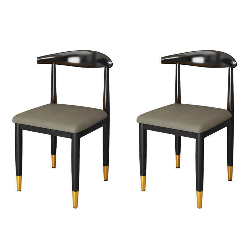 Nordic Style Dining Side Chairs Armless Chairs for Kitchen with Metal Legs (Set of 2) Grey Clearhalo ' kitchen&dining_furn' 'Dining Chairs' 'Dining Tables & Seating' 'dining_chair' 'furn' 'furn_dining_chair' 'Furniture' 'furniture_dining_chair' 'Kitchen & Dining Furniture' 'kitchen' 3909155