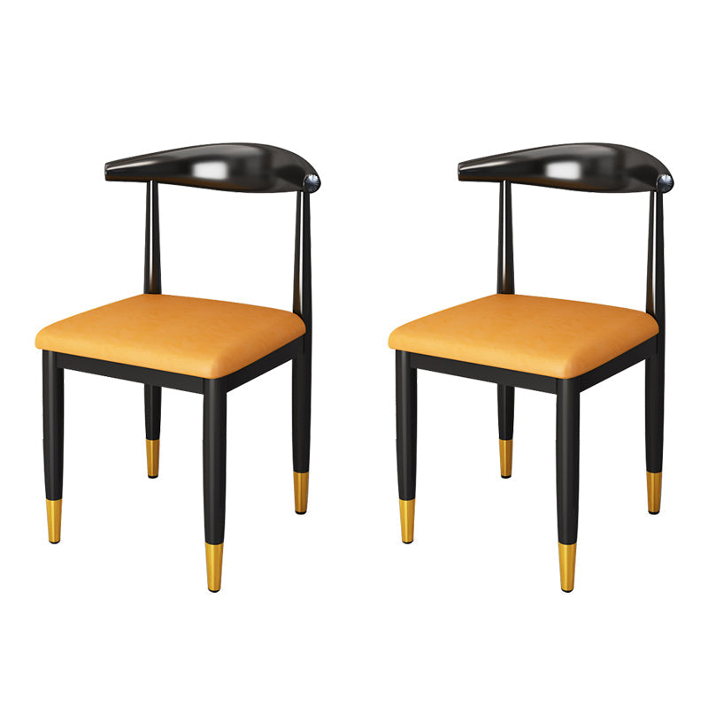 Nordic Style Dining Side Chairs Armless Chairs for Kitchen with Metal Legs (Set of 2) Orange Clearhalo ' kitchen&dining_furn' 'Dining Chairs' 'Dining Tables & Seating' 'dining_chair' 'furn' 'furn_dining_chair' 'Furniture' 'furniture_dining_chair' 'Kitchen & Dining Furniture' 'kitchen' 3909156
