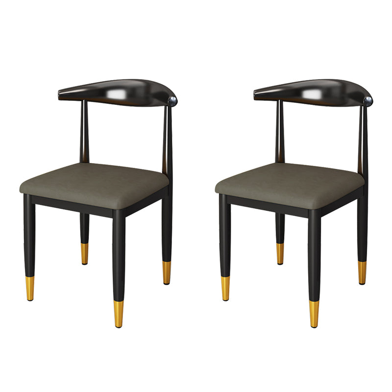 Nordic Style Dining Side Chairs Armless Chairs for Kitchen with Metal Legs (Set of 2) Dark Gray Clearhalo ' kitchen&dining_furn' 'Dining Chairs' 'Dining Tables & Seating' 'dining_chair' 'furn' 'furn_dining_chair' 'Furniture' 'furniture_dining_chair' 'Kitchen & Dining Furniture' 'kitchen' 3909158