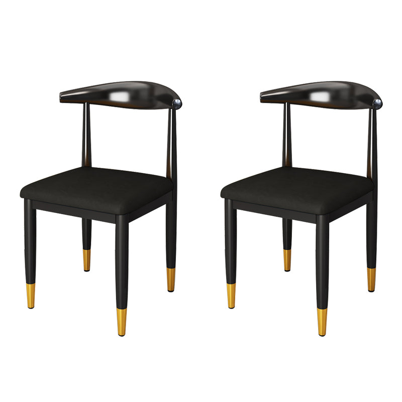 Nordic Style Dining Side Chairs Armless Chairs for Kitchen with Metal Legs (Set of 2) Black Clearhalo ' kitchen&dining_furn' 'Dining Chairs' 'Dining Tables & Seating' 'dining_chair' 'furn' 'furn_dining_chair' 'Furniture' 'furniture_dining_chair' 'Kitchen & Dining Furniture' 'kitchen' 3909160