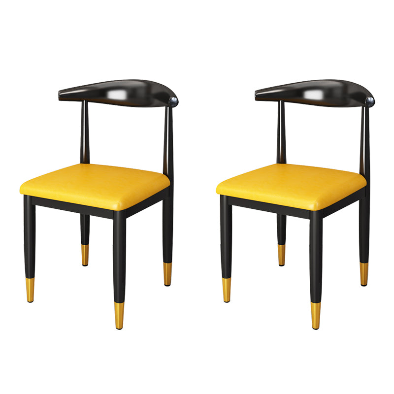Nordic Style Dining Side Chairs Armless Chairs for Kitchen with Metal Legs (Set of 2) Yellow Clearhalo ' kitchen&dining_furn' 'Dining Chairs' 'Dining Tables & Seating' 'dining_chair' 'furn' 'furn_dining_chair' 'Furniture' 'furniture_dining_chair' 'Kitchen & Dining Furniture' 'kitchen' 3909162