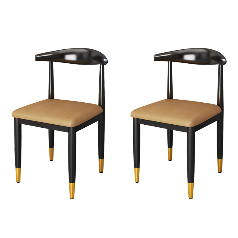 Nordic Style Dining Side Chairs Armless Chairs for Kitchen with Metal Legs (Set of 2) Khaki Clearhalo ' kitchen&dining_furn' 'Dining Chairs' 'Dining Tables & Seating' 'dining_chair' 'furn' 'furn_dining_chair' 'Furniture' 'furniture_dining_chair' 'Kitchen & Dining Furniture' 'kitchen' 3909169