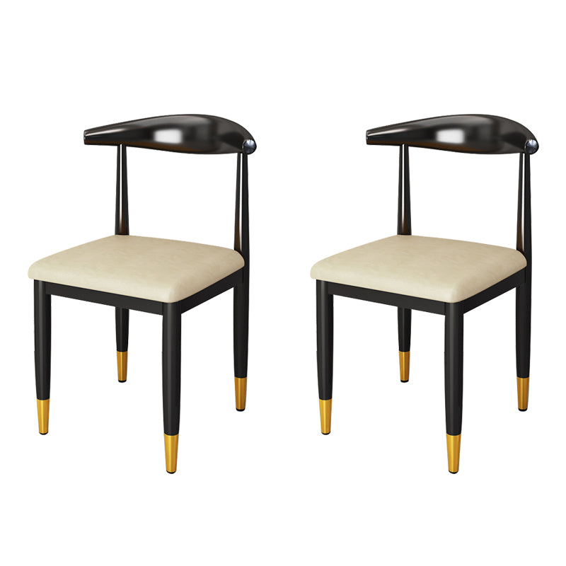 Nordic Style Dining Side Chairs Armless Chairs for Kitchen with Metal Legs (Set of 2) White Clearhalo ' kitchen&dining_furn' 'Dining Chairs' 'Dining Tables & Seating' 'dining_chair' 'furn' 'furn_dining_chair' 'Furniture' 'furniture_dining_chair' 'Kitchen & Dining Furniture' 'kitchen' 3909170