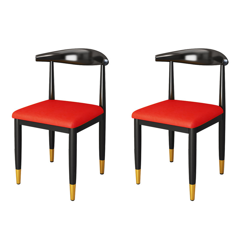 Nordic Style Dining Side Chairs Armless Chairs for Kitchen with Metal Legs (Set of 2) Red Clearhalo ' kitchen&dining_furn' 'Dining Chairs' 'Dining Tables & Seating' 'dining_chair' 'furn' 'furn_dining_chair' 'Furniture' 'furniture_dining_chair' 'Kitchen & Dining Furniture' 'kitchen' 3909171