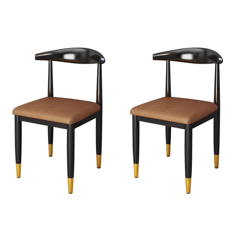 Nordic Style Dining Side Chairs Armless Chairs for Kitchen with Metal Legs (Set of 2) Light Brown Clearhalo ' kitchen&dining_furn' 'Dining Chairs' 'Dining Tables & Seating' 'dining_chair' 'furn' 'furn_dining_chair' 'Furniture' 'furniture_dining_chair' 'Kitchen & Dining Furniture' 'kitchen' 3909172