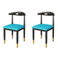 Nordic Style Dining Side Chairs Armless Chairs for Kitchen with Metal Legs (Set of 2) Blue Clearhalo ' kitchen&dining_furn' 'Dining Chairs' 'Dining Tables & Seating' 'dining_chair' 'furn' 'furn_dining_chair' 'Furniture' 'furniture_dining_chair' 'Kitchen & Dining Furniture' 'kitchen' 3909173