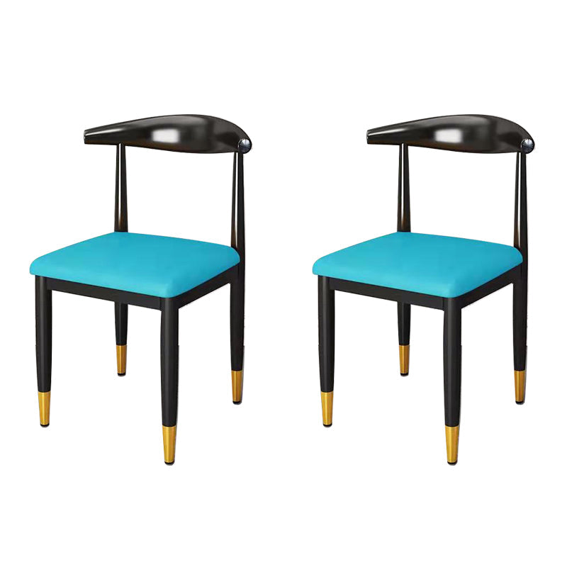 Nordic Style Dining Side Chairs Armless Chairs for Kitchen with Metal Legs (Set of 2) Blue Clearhalo ' kitchen&dining_furn' 'Dining Chairs' 'Dining Tables & Seating' 'dining_chair' 'furn' 'furn_dining_chair' 'Furniture' 'furniture_dining_chair' 'Kitchen & Dining Furniture' 'kitchen' 3909173
