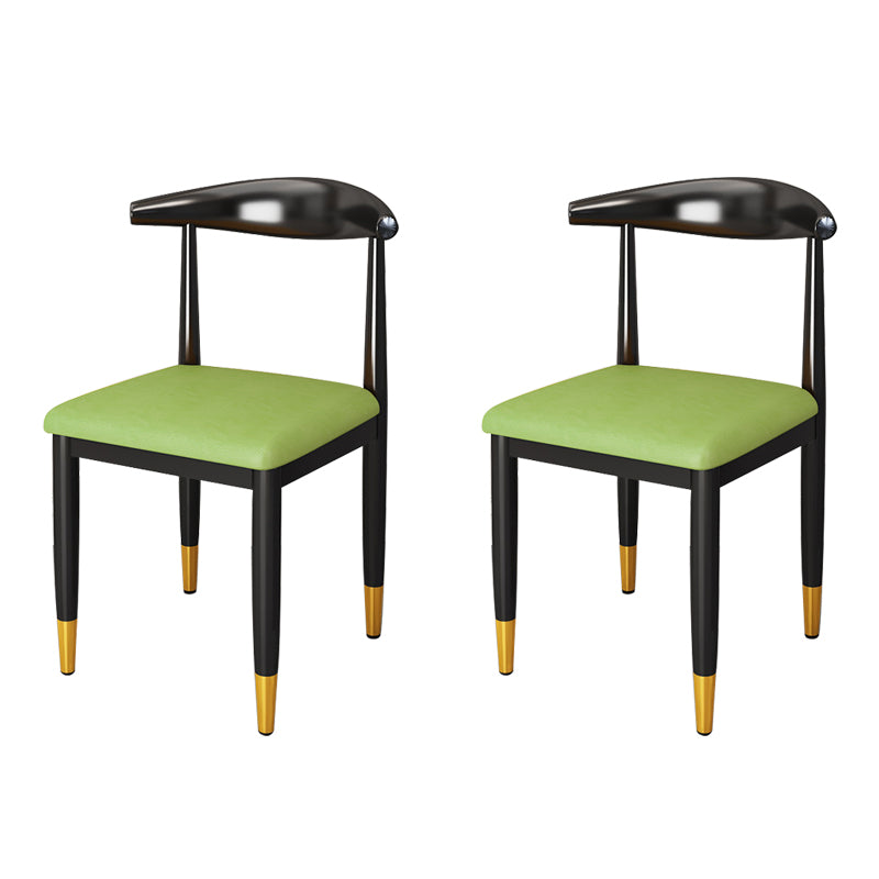 Nordic Style Dining Side Chairs Armless Chairs for Kitchen with Metal Legs (Set of 2) Green Clearhalo ' kitchen&dining_furn' 'Dining Chairs' 'Dining Tables & Seating' 'dining_chair' 'furn' 'furn_dining_chair' 'Furniture' 'furniture_dining_chair' 'Kitchen & Dining Furniture' 'kitchen' 3909174