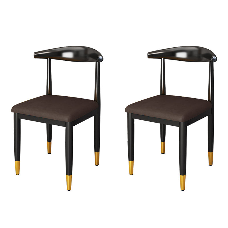 Nordic Style Dining Side Chairs Armless Chairs for Kitchen with Metal Legs (Set of 2) Dark Coffee Clearhalo ' kitchen&dining_furn' 'Dining Chairs' 'Dining Tables & Seating' 'dining_chair' 'furn' 'furn_dining_chair' 'Furniture' 'furniture_dining_chair' 'Kitchen & Dining Furniture' 'kitchen' 3909175