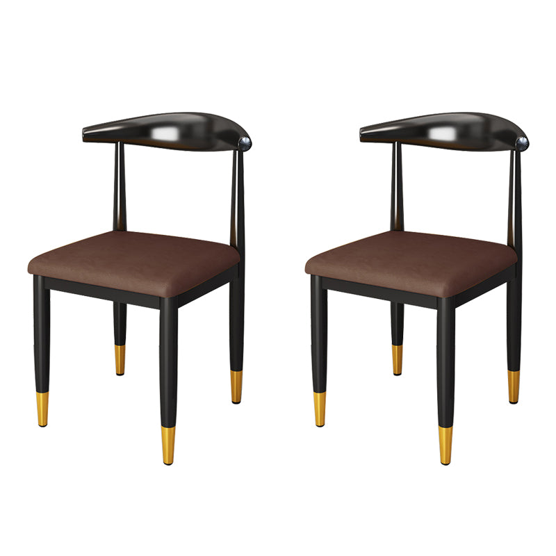 Nordic Style Dining Side Chairs Armless Chairs for Kitchen with Metal Legs (Set of 2) Dark Brown Clearhalo ' kitchen&dining_furn' 'Dining Chairs' 'Dining Tables & Seating' 'dining_chair' 'furn' 'furn_dining_chair' 'Furniture' 'furniture_dining_chair' 'Kitchen & Dining Furniture' 'kitchen' 3909177