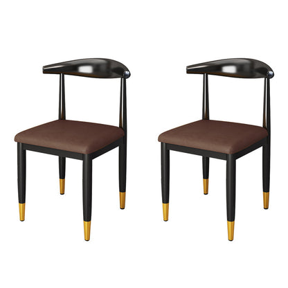 Nordic Style Dining Side Chairs Armless Chairs for Kitchen with Metal Legs (Set of 2) Dark Brown Clearhalo ' kitchen&dining_furn' 'Dining Chairs' 'Dining Tables & Seating' 'dining_chair' 'furn' 'furn_dining_chair' 'Furniture' 'furniture_dining_chair' 'Kitchen & Dining Furniture' 'kitchen' 3909177