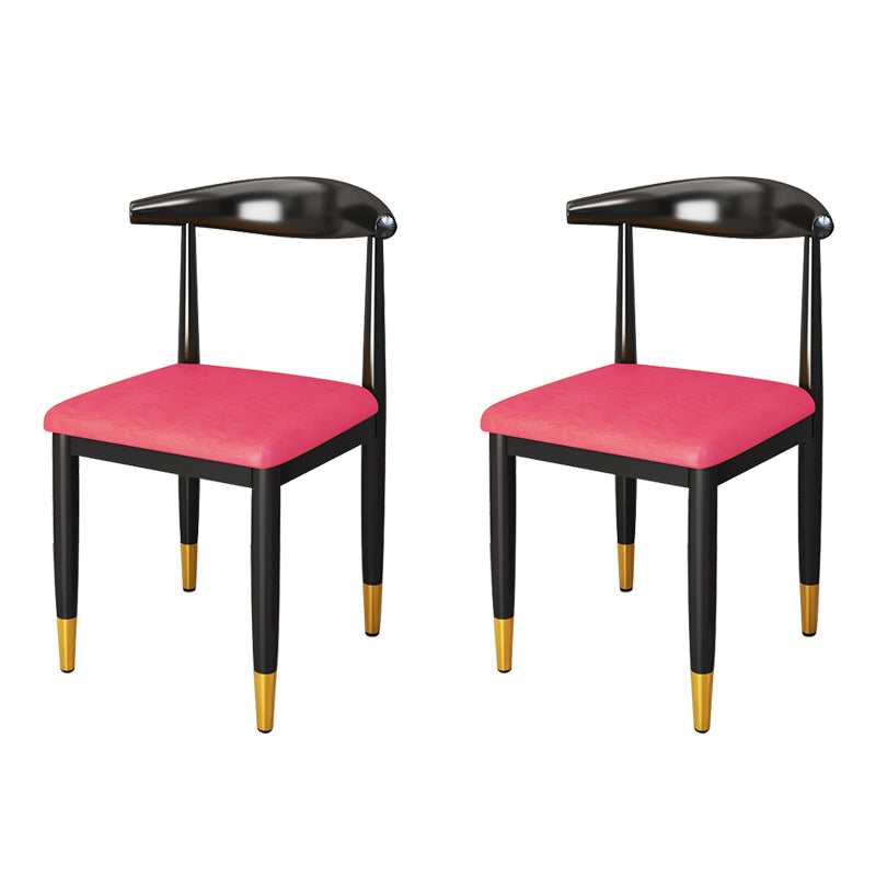 Nordic Style Dining Side Chairs Armless Chairs for Kitchen with Metal Legs (Set of 2) Pink Clearhalo ' kitchen&dining_furn' 'Dining Chairs' 'Dining Tables & Seating' 'dining_chair' 'furn' 'furn_dining_chair' 'Furniture' 'furniture_dining_chair' 'Kitchen & Dining Furniture' 'kitchen' 3909178
