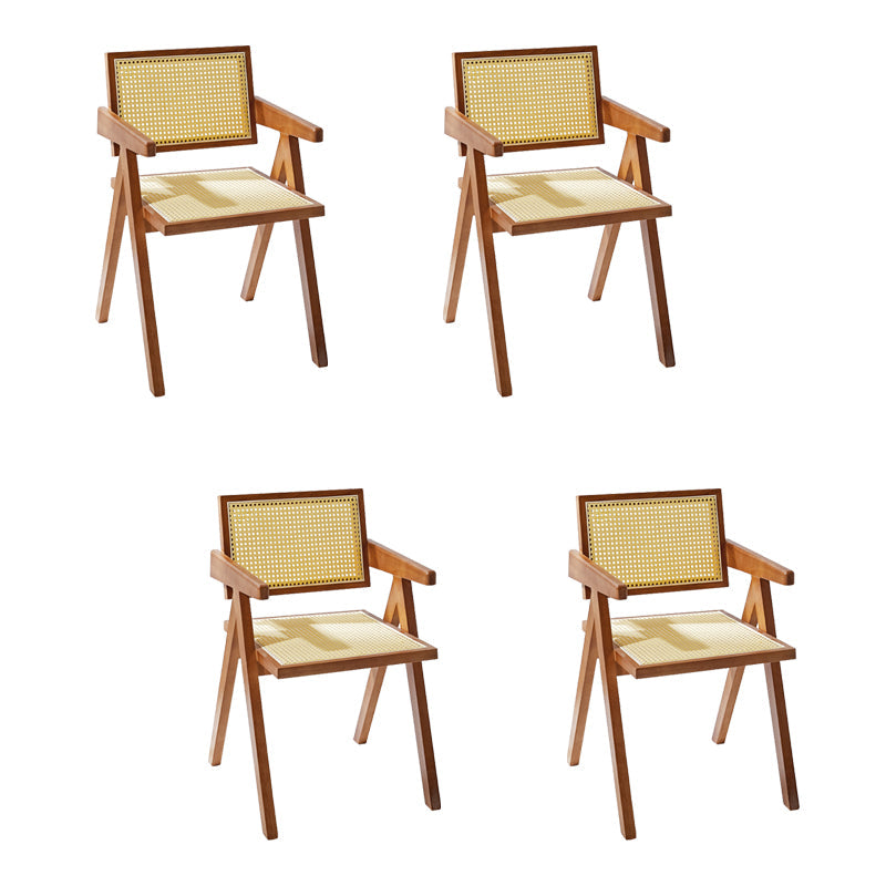 Modern Style Wooden Dining Chairs Open Back Dining Side Chairs for Kitchen Brown 4 Piece Set Clearhalo ' kitchen&dining_furn' 'Dining Chairs' 'Dining Tables & Seating' 'dining_chair' 'furn' 'furn_dining_chair' 'Furniture' 'furniture_dining_chair' 'Kitchen & Dining Furniture' 'kitchen' 3909184