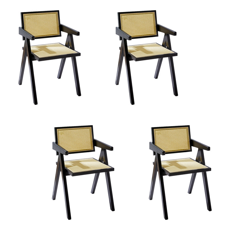 Modern Style Wooden Dining Chairs Open Back Dining Side Chairs for Kitchen Black 4 Piece Set Clearhalo ' kitchen&dining_furn' 'Dining Chairs' 'Dining Tables & Seating' 'dining_chair' 'furn' 'furn_dining_chair' 'Furniture' 'furniture_dining_chair' 'Kitchen & Dining Furniture' 'kitchen' 3909190
