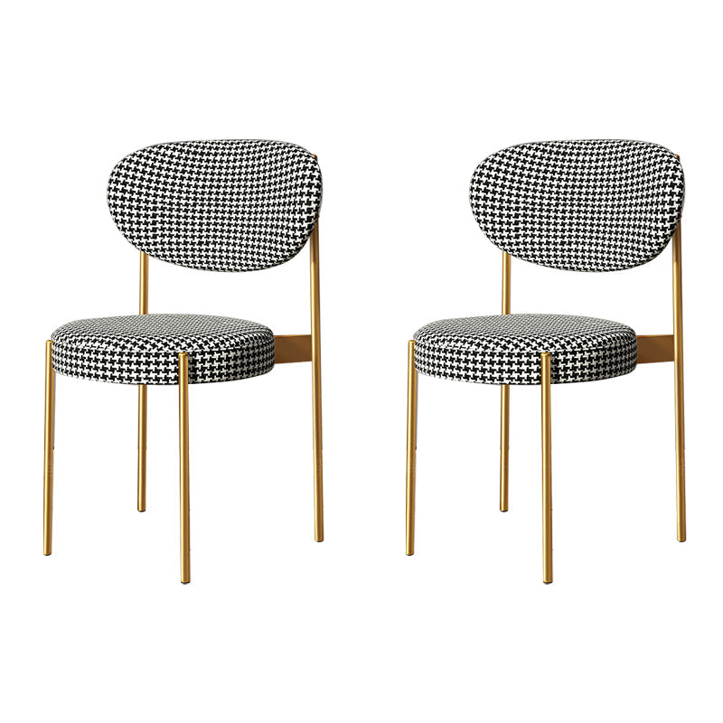 Home Scandinavian Side Chair Upholstered Open Back Metal Dining Room Chair White-Black 2 Piece Set Clearhalo ' kitchen&dining_furn' 'Dining Chairs' 'Dining Tables & Seating' 'dining_chair' 'furn' 'furn_dining_chair' 'Furniture' 'furniture_dining_chair' 'Kitchen & Dining Furniture' 'kitchen' 3909231