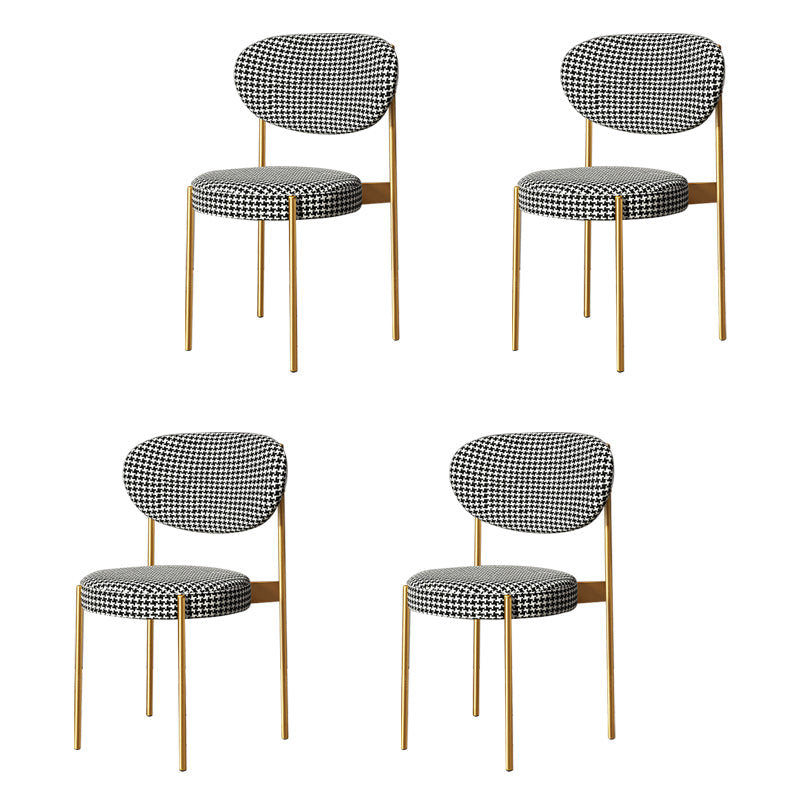 Home Scandinavian Side Chair Upholstered Open Back Metal Dining Room Chair White-Black 4 Piece Set Clearhalo ' kitchen&dining_furn' 'Dining Chairs' 'Dining Tables & Seating' 'dining_chair' 'furn' 'furn_dining_chair' 'Furniture' 'furniture_dining_chair' 'Kitchen & Dining Furniture' 'kitchen' 3909232
