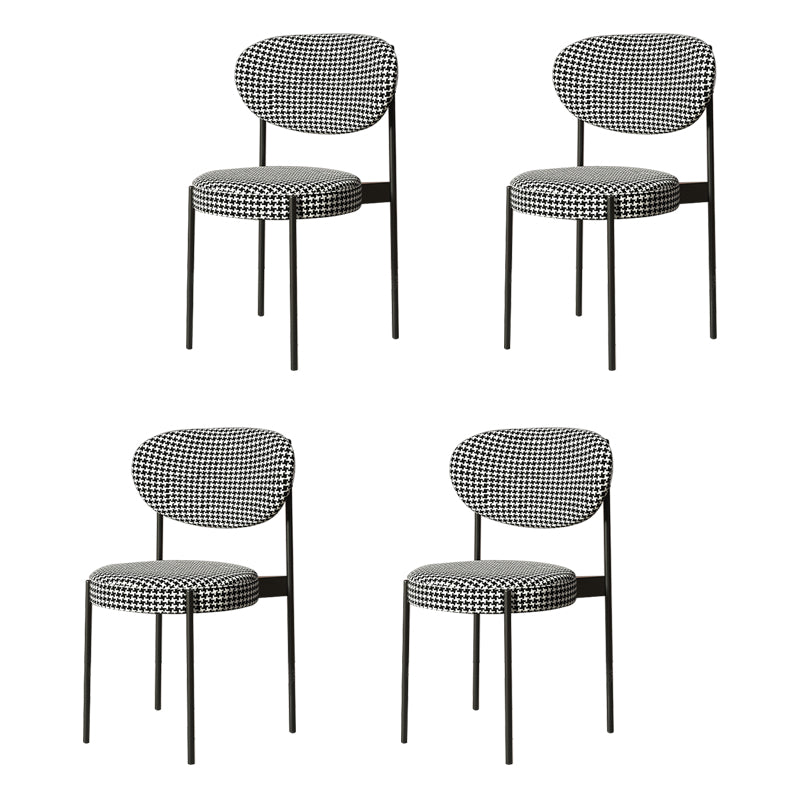 Home Scandinavian Side Chair Upholstered Open Back Metal Dining Room Chair Black White 4 Piece Set Clearhalo ' kitchen&dining_furn' 'Dining Chairs' 'Dining Tables & Seating' 'dining_chair' 'furn' 'furn_dining_chair' 'Furniture' 'furniture_dining_chair' 'Kitchen & Dining Furniture' 'kitchen' 3909235
