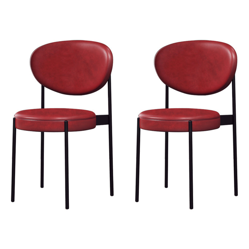 Home Scandinavian Side Chair Upholstered Open Back Metal Dining Room Chair Red 2 Piece Set Clearhalo ' kitchen&dining_furn' 'Dining Chairs' 'Dining Tables & Seating' 'dining_chair' 'furn' 'furn_dining_chair' 'Furniture' 'furniture_dining_chair' 'Kitchen & Dining Furniture' 'kitchen' 3909237