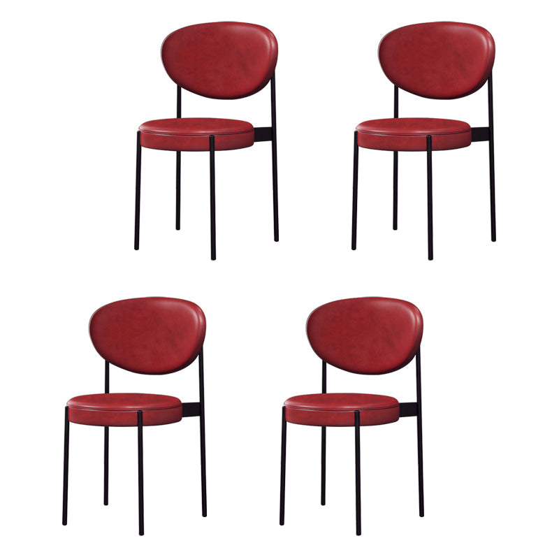 Home Scandinavian Side Chair Upholstered Open Back Metal Dining Room Chair Red 4 Piece Set Clearhalo ' kitchen&dining_furn' 'Dining Chairs' 'Dining Tables & Seating' 'dining_chair' 'furn' 'furn_dining_chair' 'Furniture' 'furniture_dining_chair' 'Kitchen & Dining Furniture' 'kitchen' 3909238