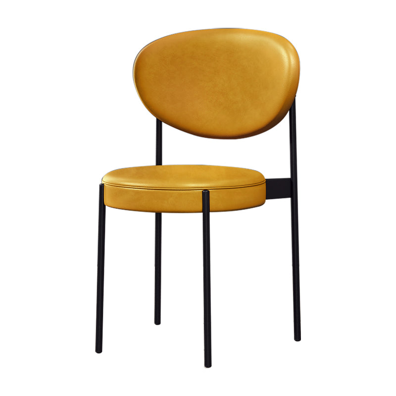 Home Scandinavian Side Chair Upholstered Open Back Metal Dining Room Chair Dark Yellow 1 Piece Clearhalo ' kitchen&dining_furn' 'Dining Chairs' 'Dining Tables & Seating' 'dining_chair' 'furn' 'furn_dining_chair' 'Furniture' 'furniture_dining_chair' 'Kitchen & Dining Furniture' 'kitchen' 3909239