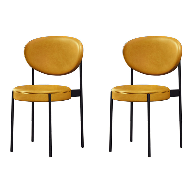 Home Scandinavian Side Chair Upholstered Open Back Metal Dining Room Chair Dark Yellow 2 Piece Set Clearhalo ' kitchen&dining_furn' 'Dining Chairs' 'Dining Tables & Seating' 'dining_chair' 'furn' 'furn_dining_chair' 'Furniture' 'furniture_dining_chair' 'Kitchen & Dining Furniture' 'kitchen' 3909240