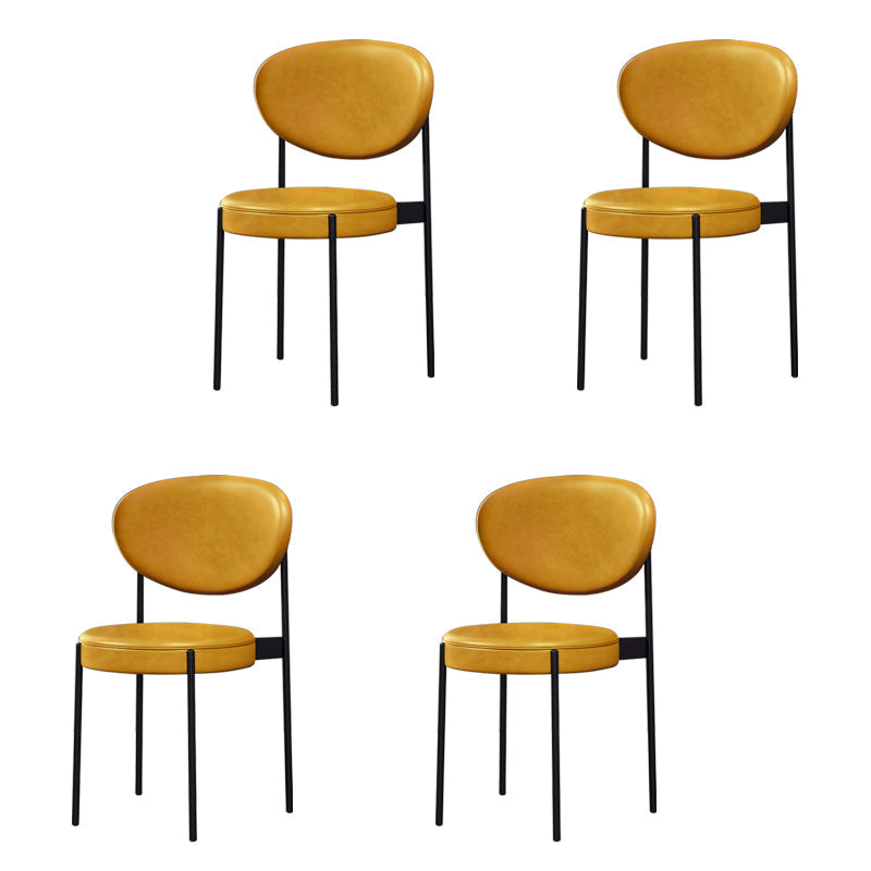 Home Scandinavian Side Chair Upholstered Open Back Metal Dining Room Chair Dark Yellow 4 Piece Set Clearhalo ' kitchen&dining_furn' 'Dining Chairs' 'Dining Tables & Seating' 'dining_chair' 'furn' 'furn_dining_chair' 'Furniture' 'furniture_dining_chair' 'Kitchen & Dining Furniture' 'kitchen' 3909241