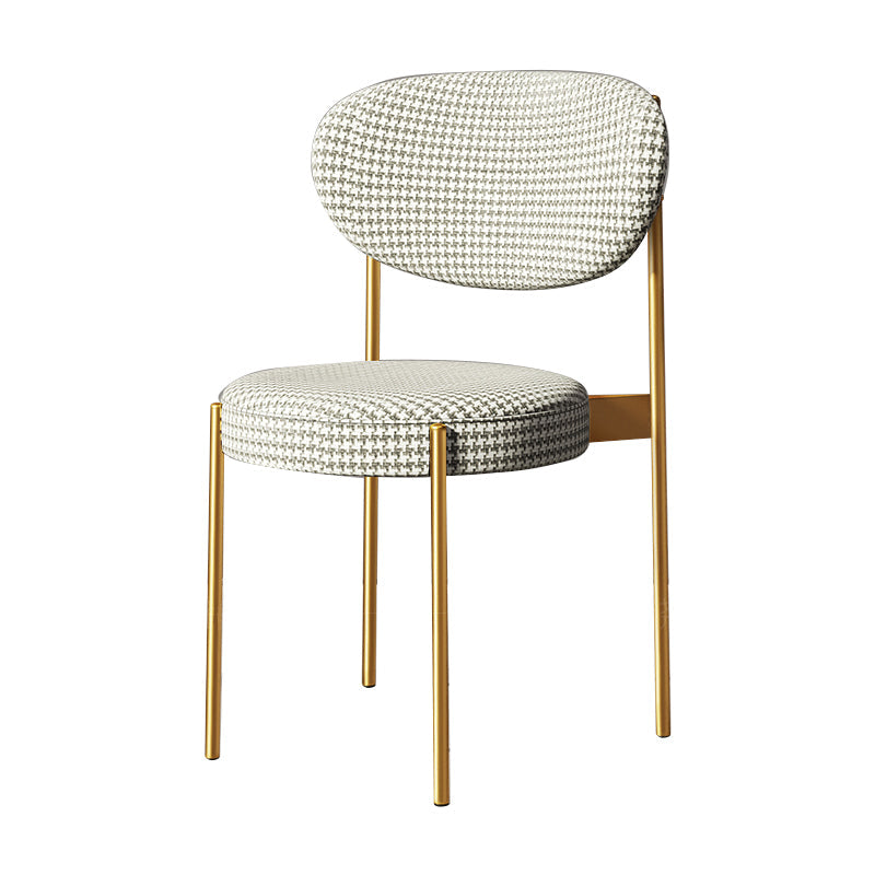 Home Scandinavian Side Chair Upholstered Open Back Metal Dining Room Chair White-Gray 1 Piece Clearhalo ' kitchen&dining_furn' 'Dining Chairs' 'Dining Tables & Seating' 'dining_chair' 'furn' 'furn_dining_chair' 'Furniture' 'furniture_dining_chair' 'Kitchen & Dining Furniture' 'kitchen' 3909248