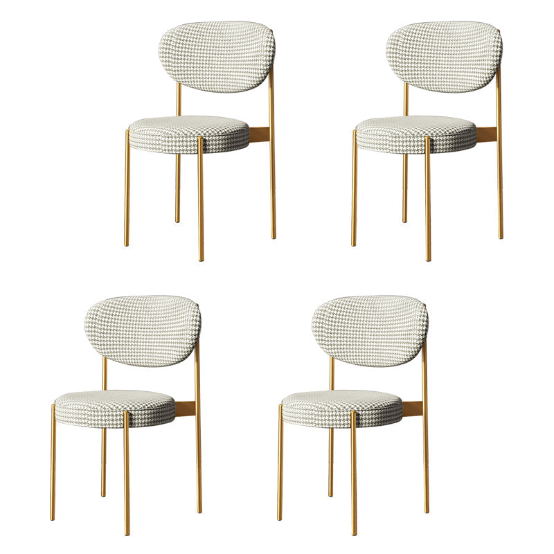 Home Scandinavian Side Chair Upholstered Open Back Metal Dining Room Chair White-Gray 4 Piece Set Clearhalo ' kitchen&dining_furn' 'Dining Chairs' 'Dining Tables & Seating' 'dining_chair' 'furn' 'furn_dining_chair' 'Furniture' 'furniture_dining_chair' 'Kitchen & Dining Furniture' 'kitchen' 3909250