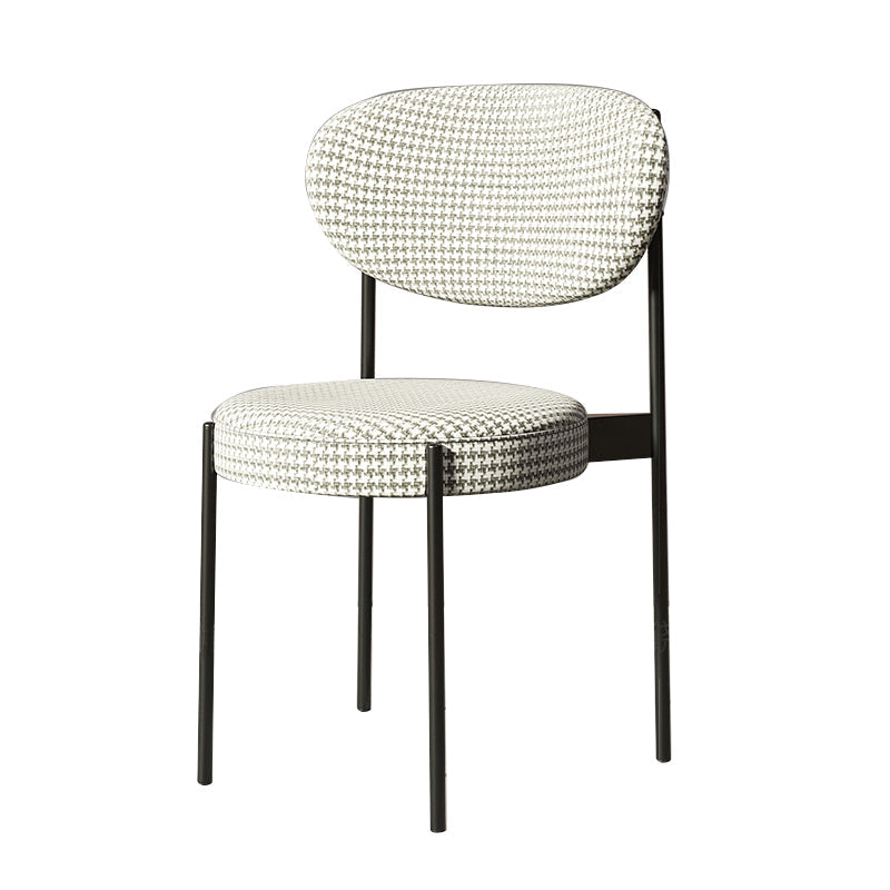 Home Scandinavian Side Chair Upholstered Open Back Metal Dining Room Chair Gray-White 1 Piece Clearhalo ' kitchen&dining_furn' 'Dining Chairs' 'Dining Tables & Seating' 'dining_chair' 'furn' 'furn_dining_chair' 'Furniture' 'furniture_dining_chair' 'Kitchen & Dining Furniture' 'kitchen' 3909251