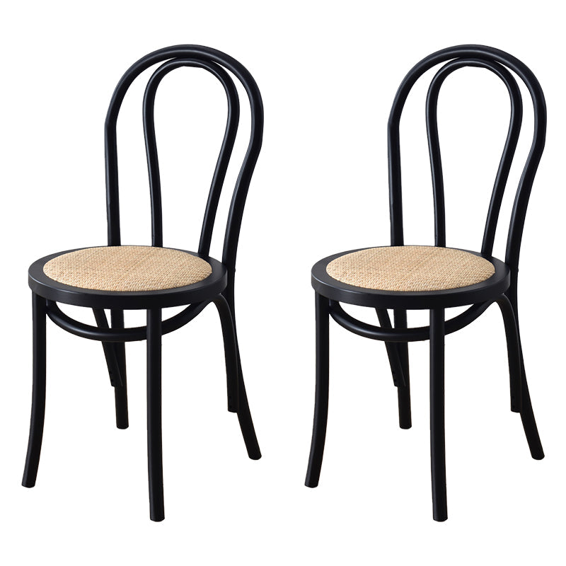 Modern Style Beech Wood Chairs Windsor Back Side Kitchen Dining Chair Set Black-Brown 2 Piece Set Clearhalo ' kitchen&dining_furn' 'Dining Chairs' 'Dining Tables & Seating' 'dining_chair' 'furn' 'furn_dining_chair' 'Furniture' 'furniture_dining_chair' 'Kitchen & Dining Furniture' 'kitchen' 3909281