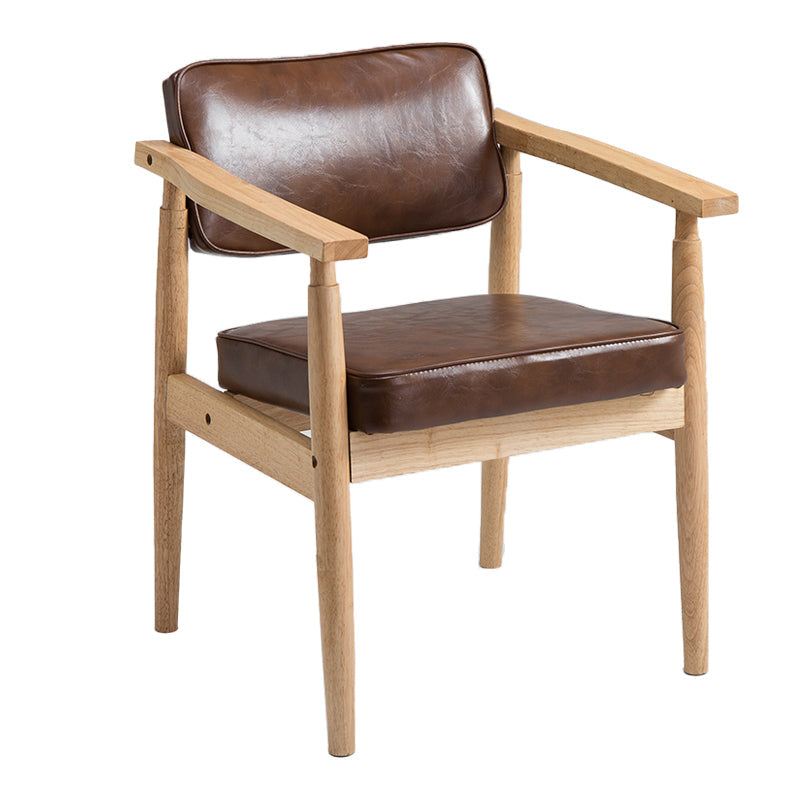 Home Contemporary Arm Chair Open Back Upholstered Wood Single Dining Room Chair Brown Natural Wood Clearhalo ' kitchen&dining_furn' 'Dining Chairs' 'Dining Tables & Seating' 'dining_chair' 'furn' 'furn_dining_chair' 'Furniture' 'furniture_dining_chair' 'Kitchen & Dining Furniture' 'kitchen' 3909309