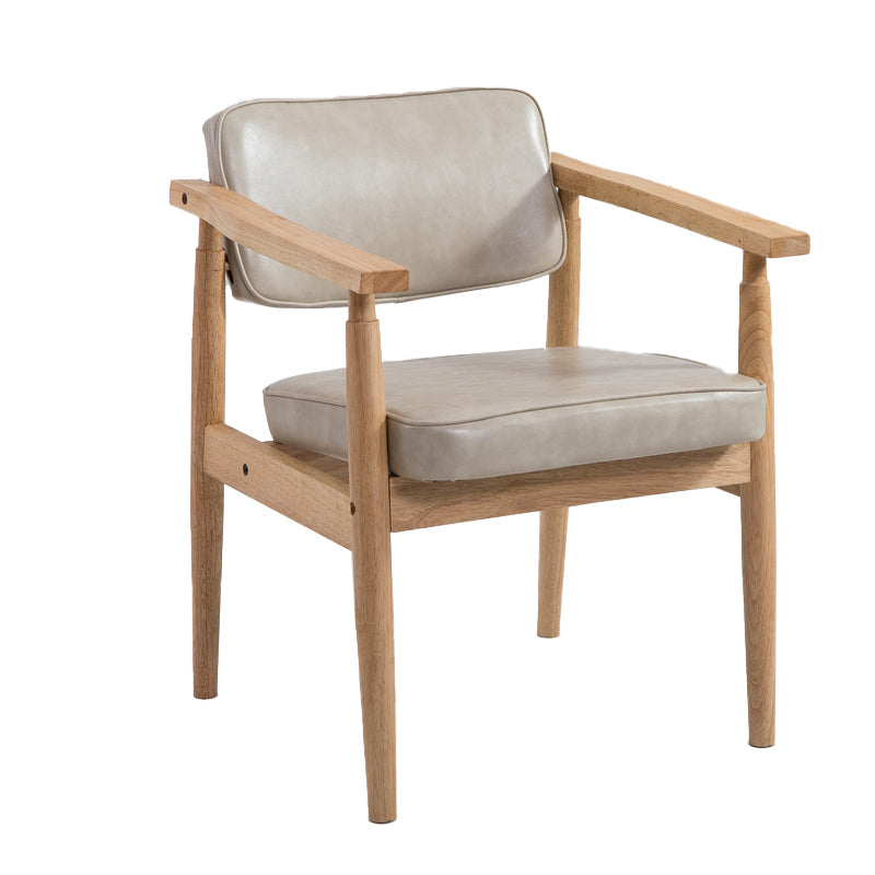Home Contemporary Arm Chair Open Back Upholstered Wood Single Dining Room Chair Off-White Natural Wood Clearhalo ' kitchen&dining_furn' 'Dining Chairs' 'Dining Tables & Seating' 'dining_chair' 'furn' 'furn_dining_chair' 'Furniture' 'furniture_dining_chair' 'Kitchen & Dining Furniture' 'kitchen' 3909310