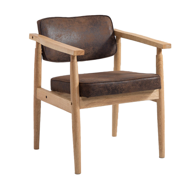 Home Contemporary Arm Chair Open Back Upholstered Wood Single Dining Room Chair Dark Brown Natural Wood Clearhalo ' kitchen&dining_furn' 'Dining Chairs' 'Dining Tables & Seating' 'dining_chair' 'furn' 'furn_dining_chair' 'Furniture' 'furniture_dining_chair' 'Kitchen & Dining Furniture' 'kitchen' 3909312