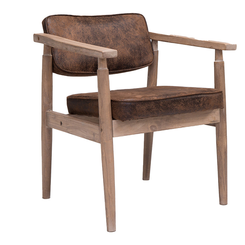 Home Contemporary Arm Chair Open Back Upholstered Wood Single Dining Room Chair Dark Brown Walnut Clearhalo ' kitchen&dining_furn' 'Dining Chairs' 'Dining Tables & Seating' 'dining_chair' 'furn' 'furn_dining_chair' 'Furniture' 'furniture_dining_chair' 'Kitchen & Dining Furniture' 'kitchen' 3909315