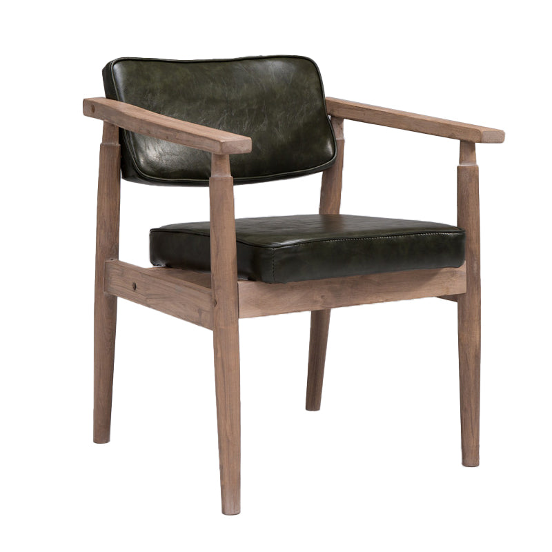 Home Contemporary Arm Chair Open Back Upholstered Wood Single Dining Room Chair Green Walnut Clearhalo ' kitchen&dining_furn' 'Dining Chairs' 'Dining Tables & Seating' 'dining_chair' 'furn' 'furn_dining_chair' 'Furniture' 'furniture_dining_chair' 'Kitchen & Dining Furniture' 'kitchen' 3909316