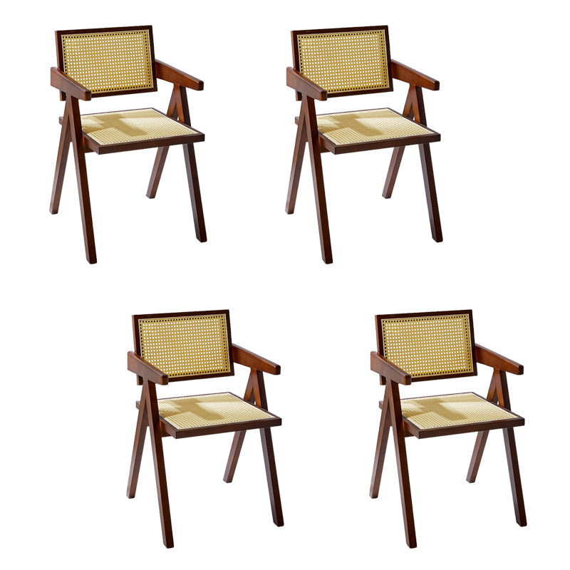 Modern Style Solid Rubberwood Chairs Open Back Side Kitchen Dining Chair Walnut 4 Piece Set Clearhalo ' kitchen&dining_furn' 'Dining Chairs' 'Dining Tables & Seating' 'dining_chair' 'furn' 'furn_dining_chair' 'Furniture' 'furniture_dining_chair' 'Kitchen & Dining Furniture' 'kitchen' 3909340