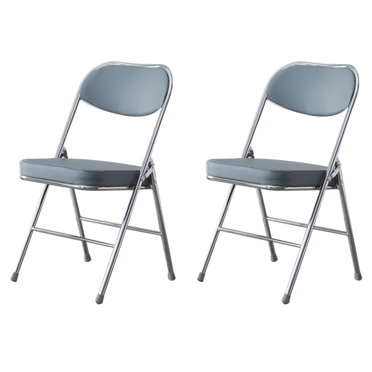 Modern Indoor-Outdoor Chair Metal Armless Open Back Dining Side Chairs Grey 2 Piece Set Clearhalo ' kitchen&dining_furn' 'Dining Chairs' 'Dining Tables & Seating' 'dining_chair' 'furn' 'furn_dining_chair' 'Furniture' 'furniture_dining_chair' 'Kitchen & Dining Furniture' 'kitchen' 3909360