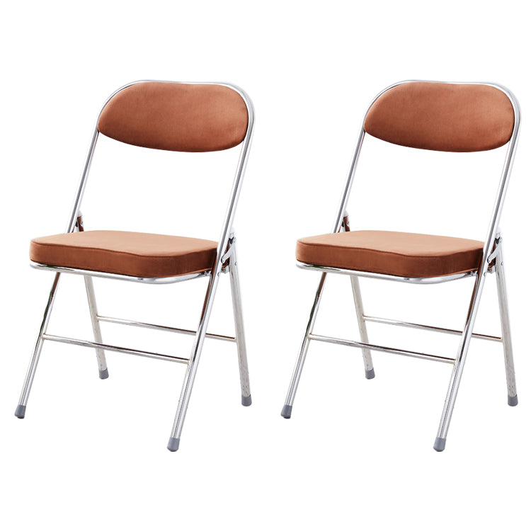 Modern Indoor-Outdoor Chair Metal Armless Open Back Dining Side Chairs Brown 2 Piece Set Clearhalo ' kitchen&dining_furn' 'Dining Chairs' 'Dining Tables & Seating' 'dining_chair' 'furn' 'furn_dining_chair' 'Furniture' 'furniture_dining_chair' 'Kitchen & Dining Furniture' 'kitchen' 3909369