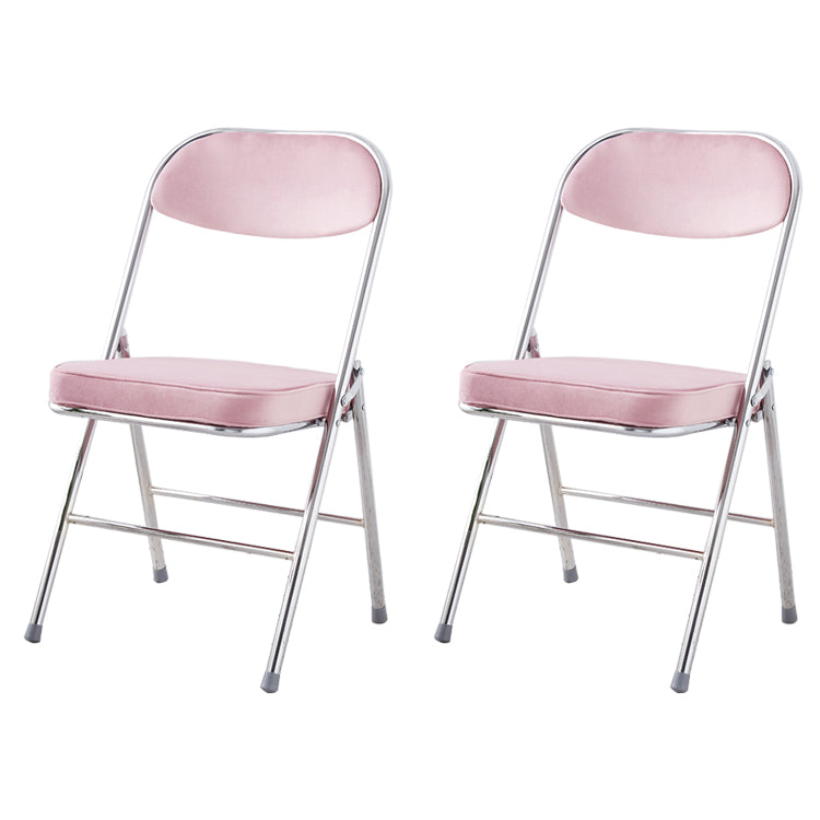 Modern Indoor-Outdoor Chair Metal Armless Open Back Dining Side Chairs Pink 2 Piece Set Clearhalo ' kitchen&dining_furn' 'Dining Chairs' 'Dining Tables & Seating' 'dining_chair' 'furn' 'furn_dining_chair' 'Furniture' 'furniture_dining_chair' 'Kitchen & Dining Furniture' 'kitchen' 3909372