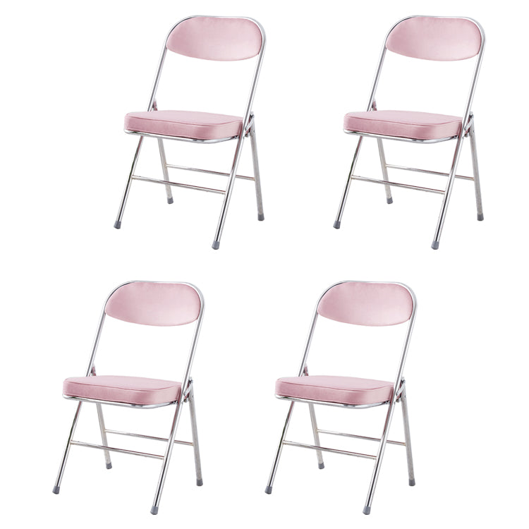 Modern Indoor-Outdoor Chair Metal Armless Open Back Dining Side Chairs Pink 4 Piece Set Clearhalo ' kitchen&dining_furn' 'Dining Chairs' 'Dining Tables & Seating' 'dining_chair' 'furn' 'furn_dining_chair' 'Furniture' 'furniture_dining_chair' 'Kitchen & Dining Furniture' 'kitchen' 3909373