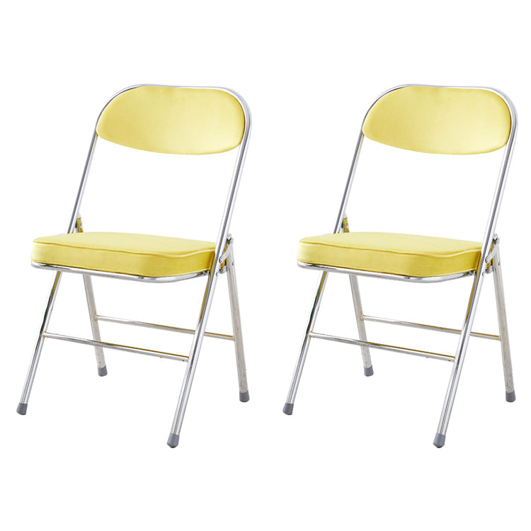 Modern Indoor-Outdoor Chair Metal Armless Open Back Dining Side Chairs Yellow 2 Piece Set Clearhalo ' kitchen&dining_furn' 'Dining Chairs' 'Dining Tables & Seating' 'dining_chair' 'furn' 'furn_dining_chair' 'Furniture' 'furniture_dining_chair' 'Kitchen & Dining Furniture' 'kitchen' 3909375