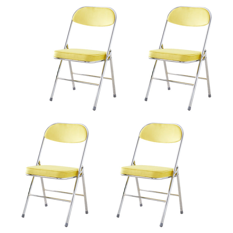 Modern Indoor-Outdoor Chair Metal Armless Open Back Dining Side Chairs Yellow 4 Piece Set Clearhalo ' kitchen&dining_furn' 'Dining Chairs' 'Dining Tables & Seating' 'dining_chair' 'furn' 'furn_dining_chair' 'Furniture' 'furniture_dining_chair' 'Kitchen & Dining Furniture' 'kitchen' 3909376
