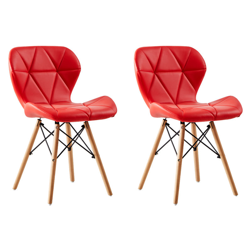 Home Contemporary Side Chair Wingback Upholstered Wood Dining Room Chair Red Set of 2 Clearhalo ' kitchen&dining_furn' 'Dining Chairs' 'Dining Tables & Seating' 'dining_chair' 'Furniture' 'furniture_dining_chair' 'Kitchen & Dining Furniture' 'kitchen' 3909388