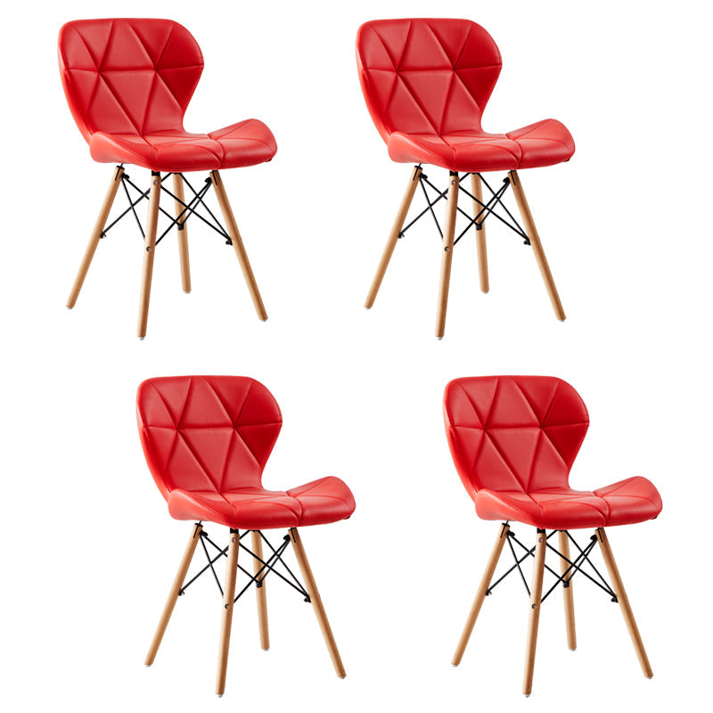 Home Contemporary Side Chair Wingback Upholstered Wood Dining Room Chair Red Set of 4 Clearhalo ' kitchen&dining_furn' 'Dining Chairs' 'Dining Tables & Seating' 'dining_chair' 'Furniture' 'furniture_dining_chair' 'Kitchen & Dining Furniture' 'kitchen' 3909389